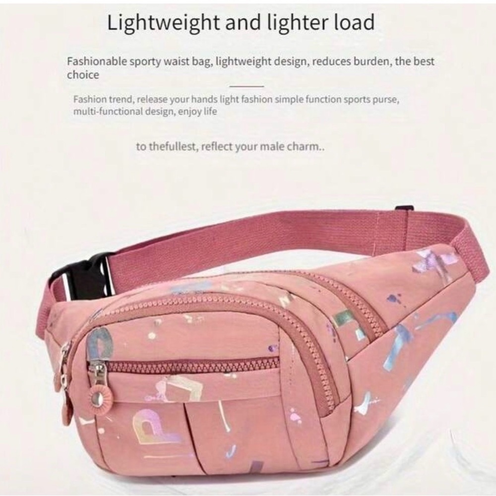 Pink Crossbody‎ Bag with Multicolor Accents - Picture 5 of 5